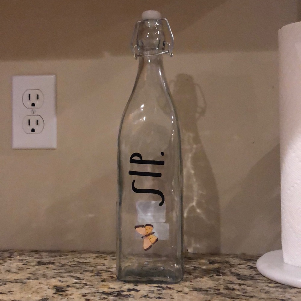 Rae Dunn Sip Glass Ball and Trigger Bottle w. 🦋